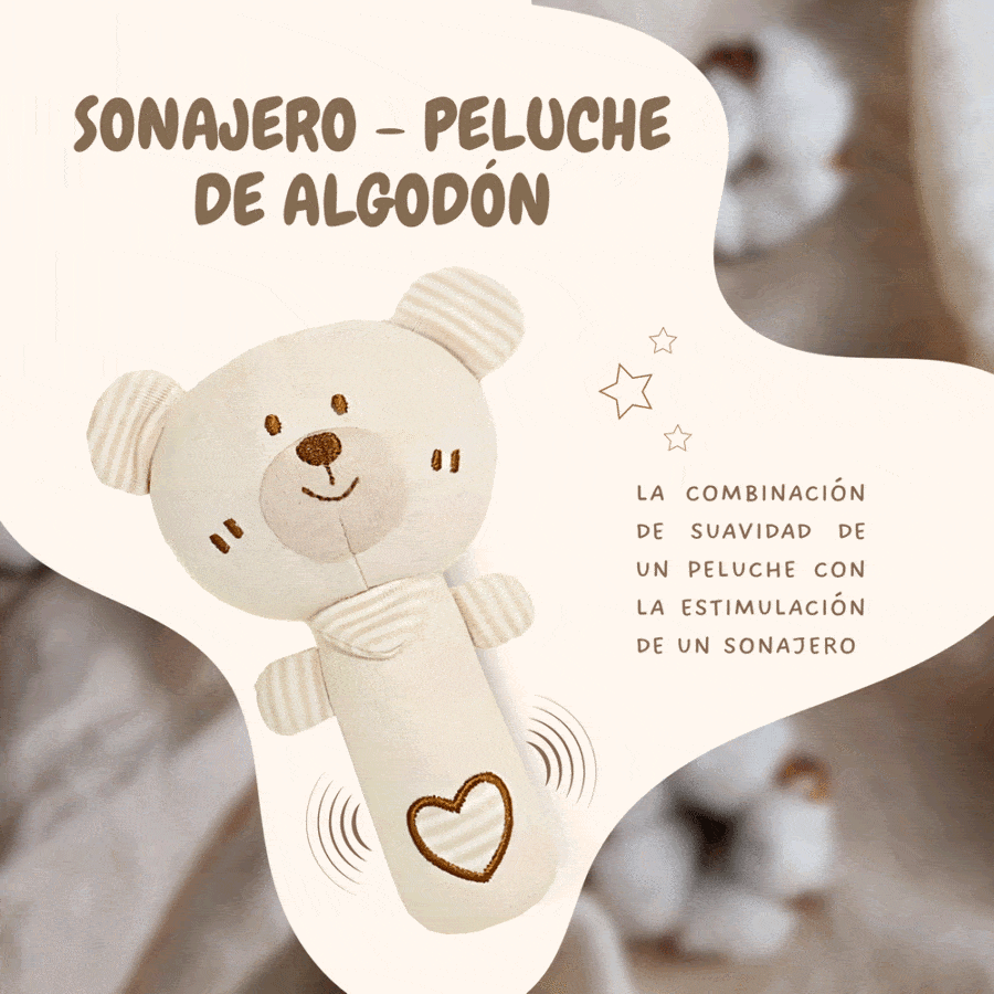 Sonajero Bebe 0-3 meses Osito Peluche Algodón Suave Juguetes 3-6 Regalo Recién Nacido Niño Niña